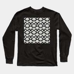 A Grey and White Lace Pattern Long Sleeve T-Shirt